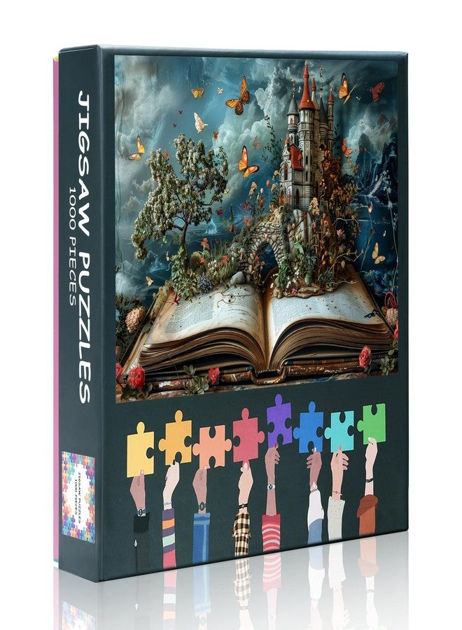 Rebotipy Jigsaw Puzzles for Adults Fantasy World Inside of The Book Puzzle Flowers Knowledge Butterfly Puzzles Castle Puzzles for Adults 1000 Pieces-Landscape Challenge Impossible Games - Image 1